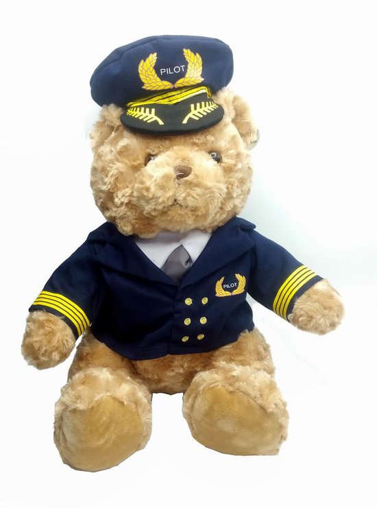 Macko "Kapitán" pilot v uniforme s čapicou 40cm